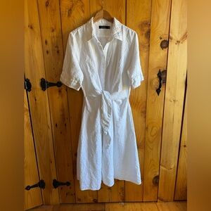 RALPH LAUREN White Linen Shirt Dress